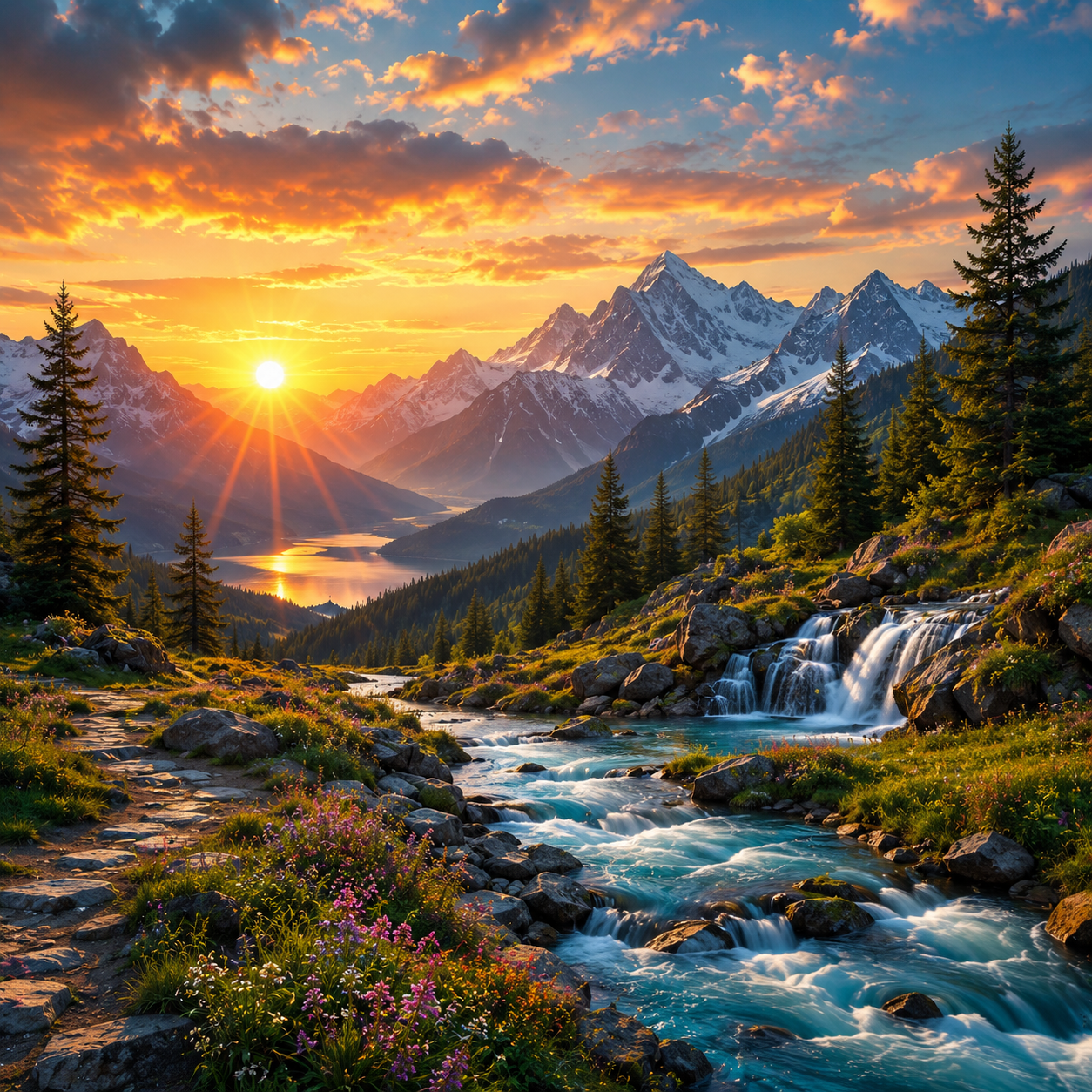 Mountain Sunset Nature